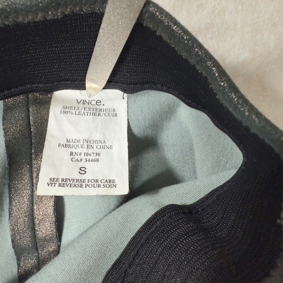 Vince Women’s Elastic Waistband Metallic Suede Ankle Leggings Green Size Small - Picture 13 of 14